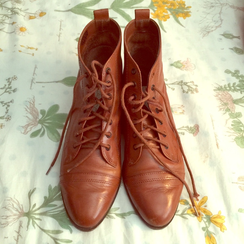 leather vintage calico ankle boots, us women’s 7.5
